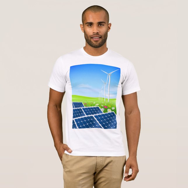 Camiseta para hombre solar y de la energía eólica (Anverso completo)