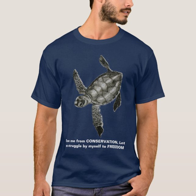 Camiseta para hombre - tortuga - azules marinos (Anverso)