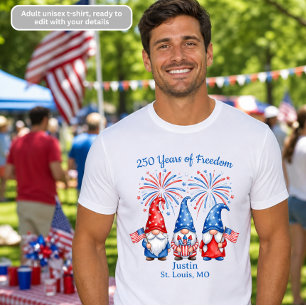 Camiseta para hombres con gnomos patrióticos de 25