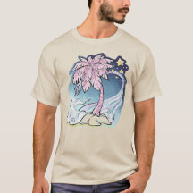 Camiseta para hombres de pájaro rosa y azul