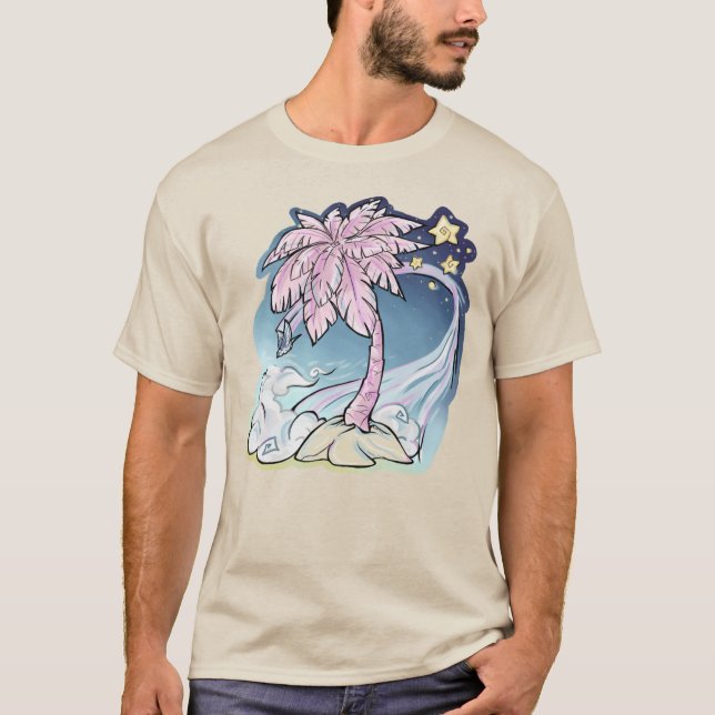 Camiseta para hombres de pájaro rosa y azul (Anverso)