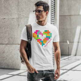 Camiseta para hombres de piezas, amor y poligomino