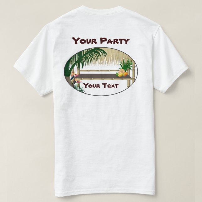 Camiseta para hombres del Tropical Luau Fiesta Tik (Reverso del diseño)