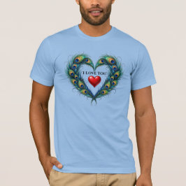 Camiseta para hombres Pluma de Pavo Real Corazón T