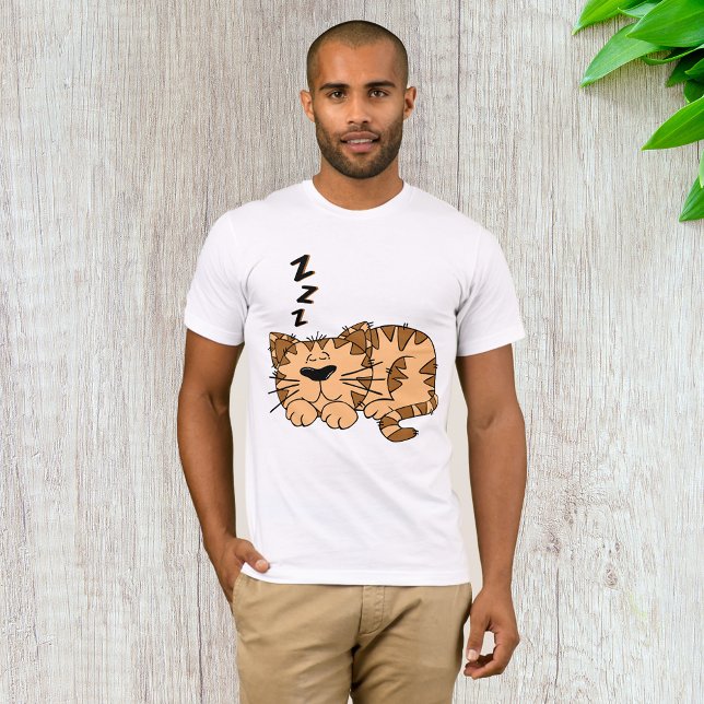 Camiseta para hombres que duermen un gato (Subido por el creador)