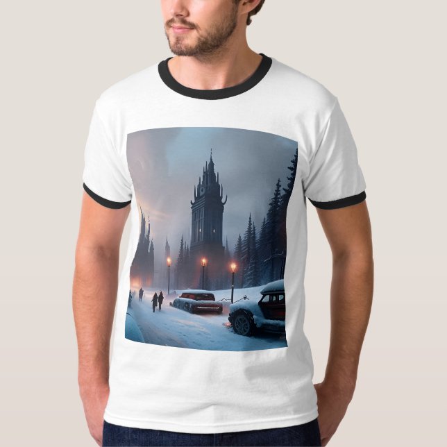 Camiseta para hombres - Una ciudad de invierno (Anverso)