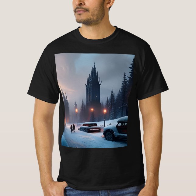 Camiseta para hombres - Una ciudad de invierno (Anverso)