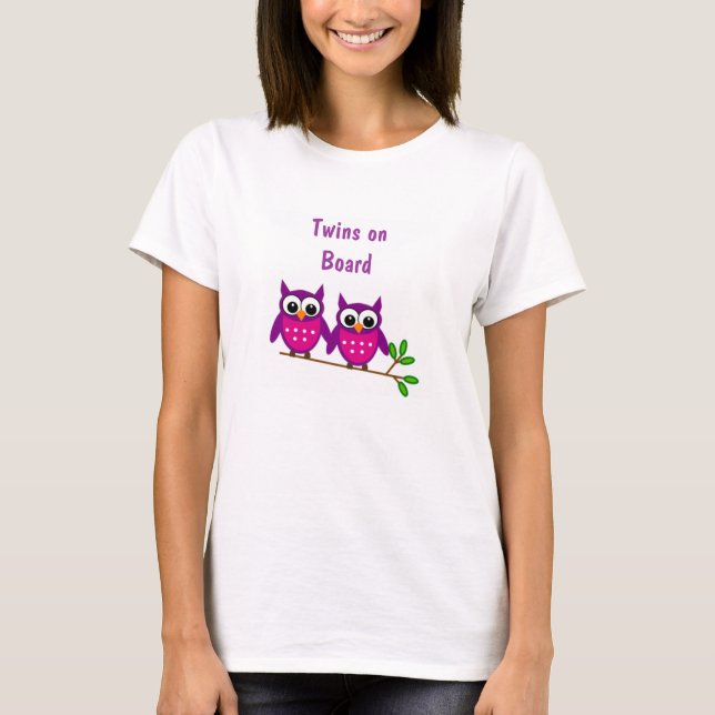 Camiseta para la maternidad de las lechuzas gemela (Anverso)