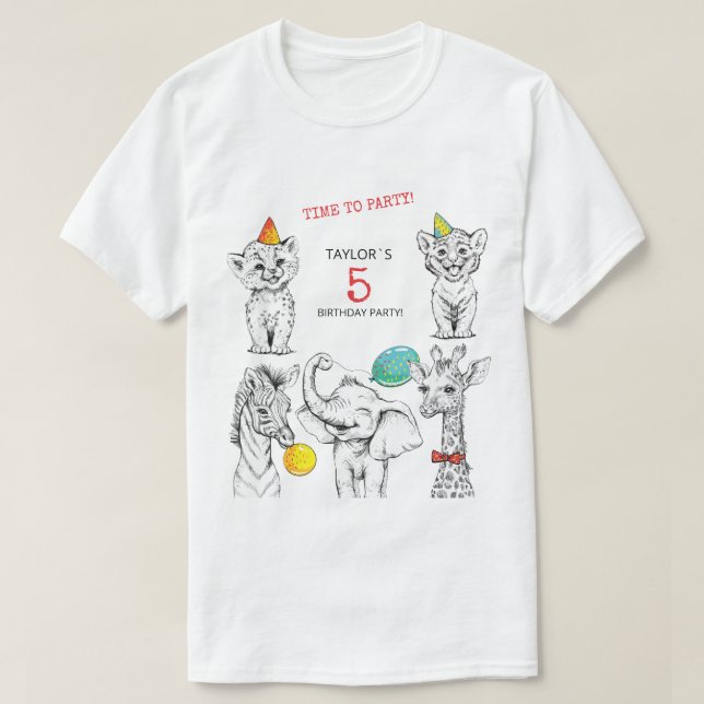 Camiseta para la quinta fiesta de cumpleaños. (Diseño del anverso)
