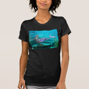 Camiseta para las mujeres - sirena del arte de la