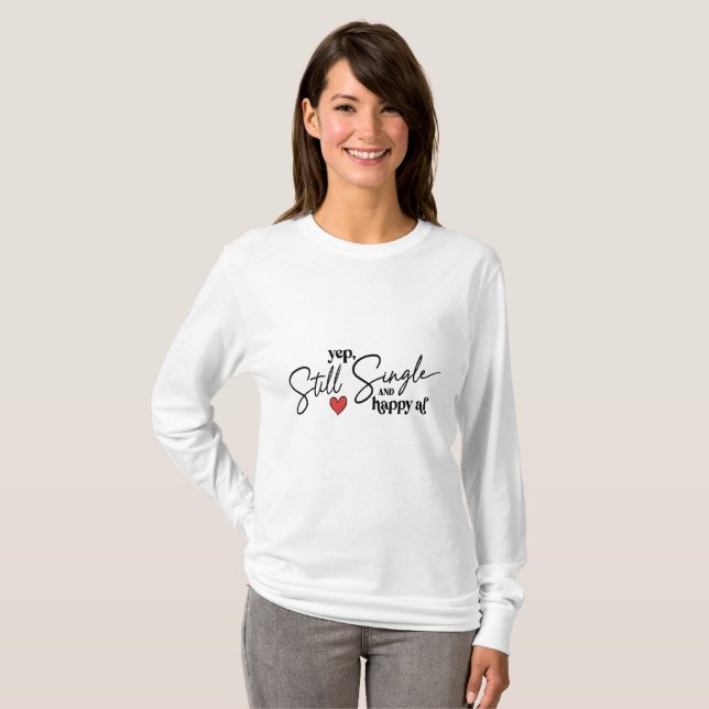 Camiseta para las mujeres yep style single y feliz haf (Anverso completo)