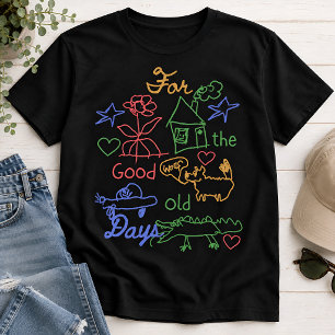 Camiseta Para los buenos viejos tiempos Doodle colorido