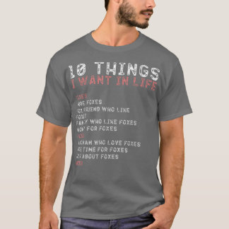 Camiseta Para los hombres 10 cosas que quiero en mi vida co