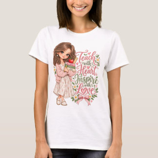 Camiseta para maestros con corazón e inspiración c