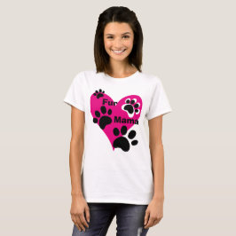 Camiseta Para Mamá Peluda Corazón Rosa Grande Huellas de Pa