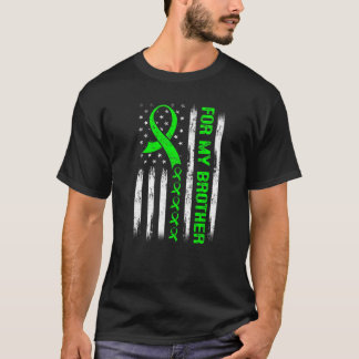Camiseta Para mi hermano Linfoma Awareness Flag Green Ribbo