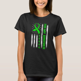 Camiseta Para mi hermano Linfoma Awareness Flag Green Ribbo