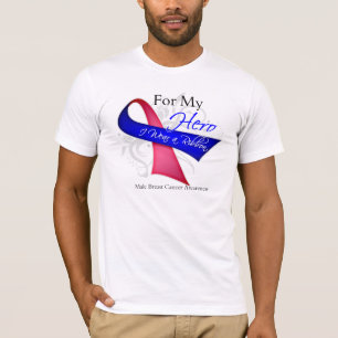 Camiseta Para mi héroe llevo a un cáncer de pecho masculi