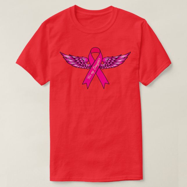 Camiseta Para mi hija Ala Rosa Consciente del Cáncer de Mam (Diseño del anverso)