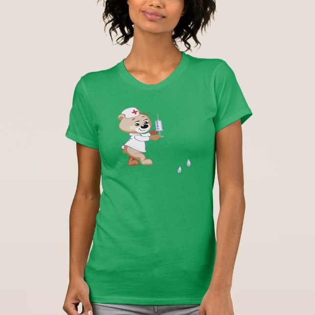 Camiseta para mujer de la enfermera del oso de (Anverso)