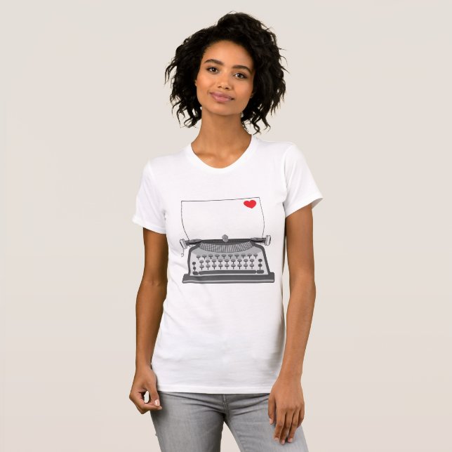 Camiseta para mujer de la máquina de escribir del (Anverso completo)