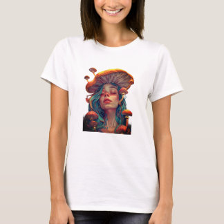 Camiseta para mujer de niña hongo luna psicodélica