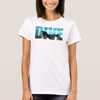 Camiseta para mujer del buceo con escafandra de la