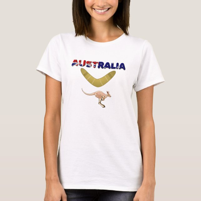 Camiseta para mujer del bumerán del canguro de (Anverso)