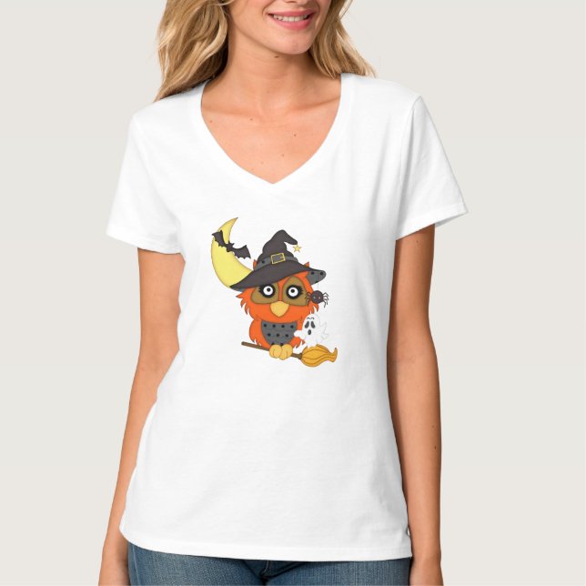 Camiseta para mujer del dibujo animado del búho de (Anverso)