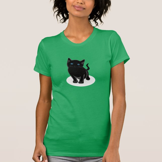 Camiseta para mujer del gato negro (Anverso)
