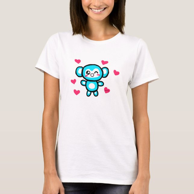 Camiseta para mujer del mono de Kawaii (Anverso)