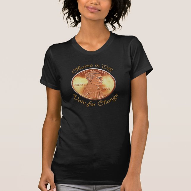 Camiseta para mujer del penique de Obama (Anverso)
