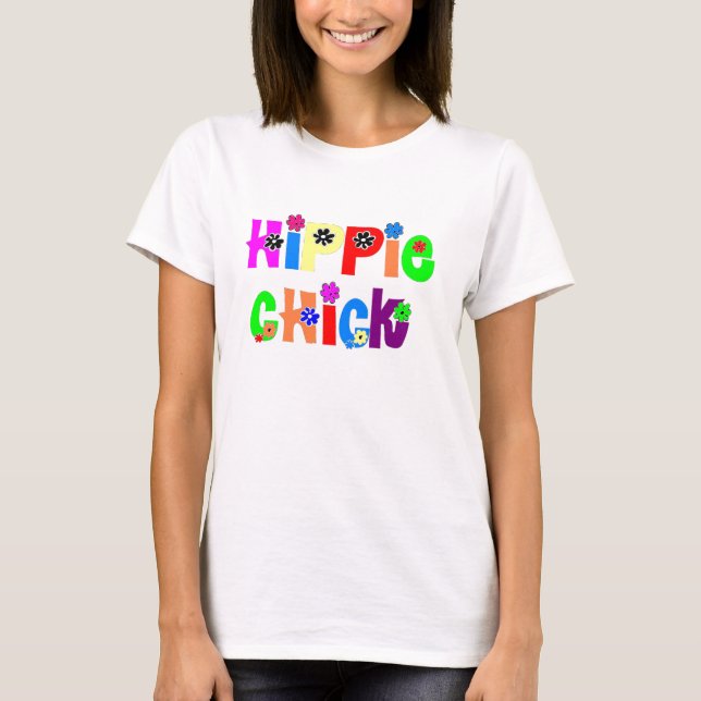 Camiseta para mujer del polluelo del Hippie (Anverso)