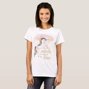 Camiseta para mujer del unicornio del arco iris