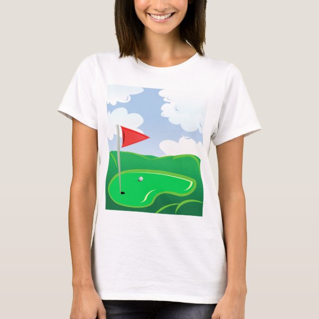 Camiseta para mujer verde del campo de golf (Anverso)