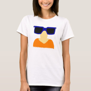 Camiseta para mujeres con bigote y gafas
