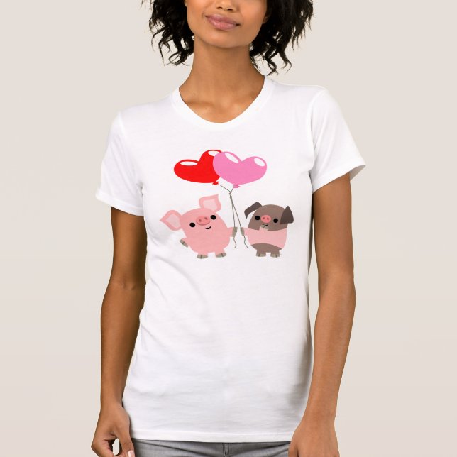 Camiseta para mujeres Corazones enredadas (cerdos  (Anverso)