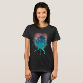 Camiseta para mujeres de árbol mágico y unicornio