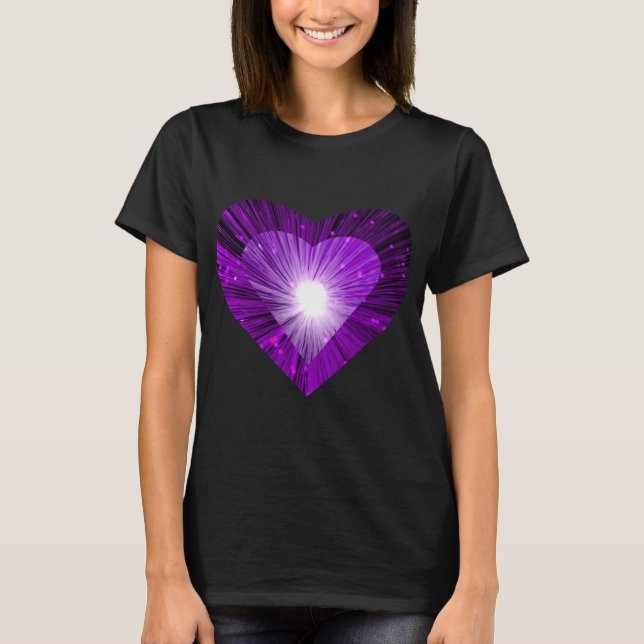 Camiseta para mujeres de corazón morado negra (Anverso)