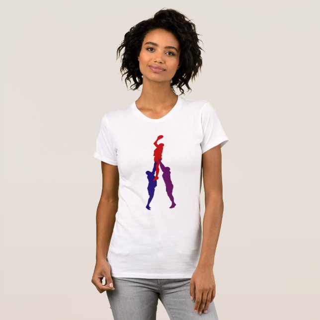 Camiseta para mujeres de Rugby Lineout (Anverso completo)