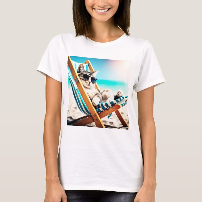 Camiseta para mujeres gatas | Gato gracioso con ga (Anverso)