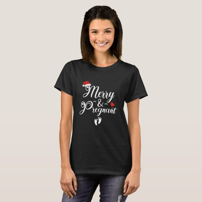 Camiseta para Navidades embarazadas y merry (Anverso completo)