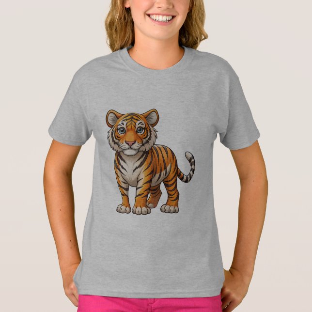Camiseta para Niña Cachorro de Tigre (Anverso)