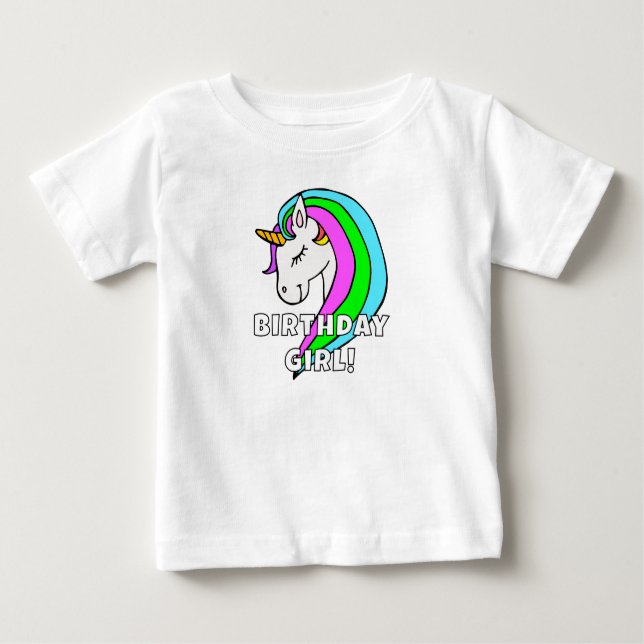 Camiseta para niña de cumpleaños Unicornio Arcoíri (Anverso)
