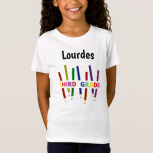 Camiseta para niña de tercer grado con lápices de