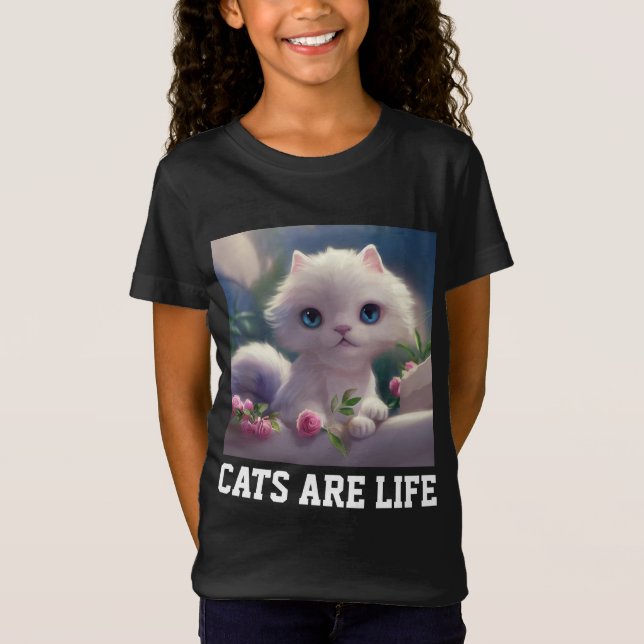CAMISETA PARA NIÑAS CON GATITO ADORABLE (Anverso)