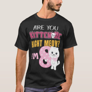 Camiseta para niñas de 8 años cumpleaños gatito