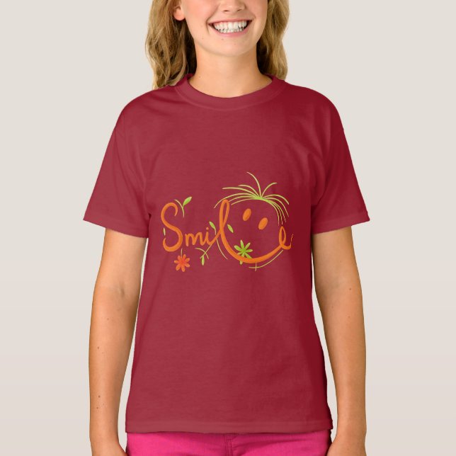 Camiseta para niñas de estilo de pincelada con lín (Anverso)