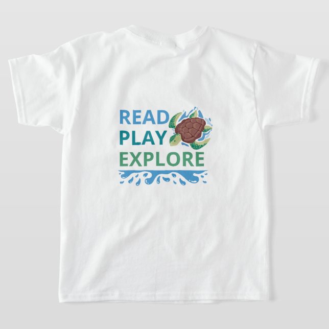 Camiseta para niñas tema océano Leer Jugar Explora (Distribución Reverso )