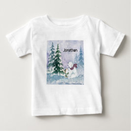 Camiseta para niño bebé con escena de invierno y o